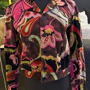 Vintage Randi M. Paisley Print Cropped Jacket size 6